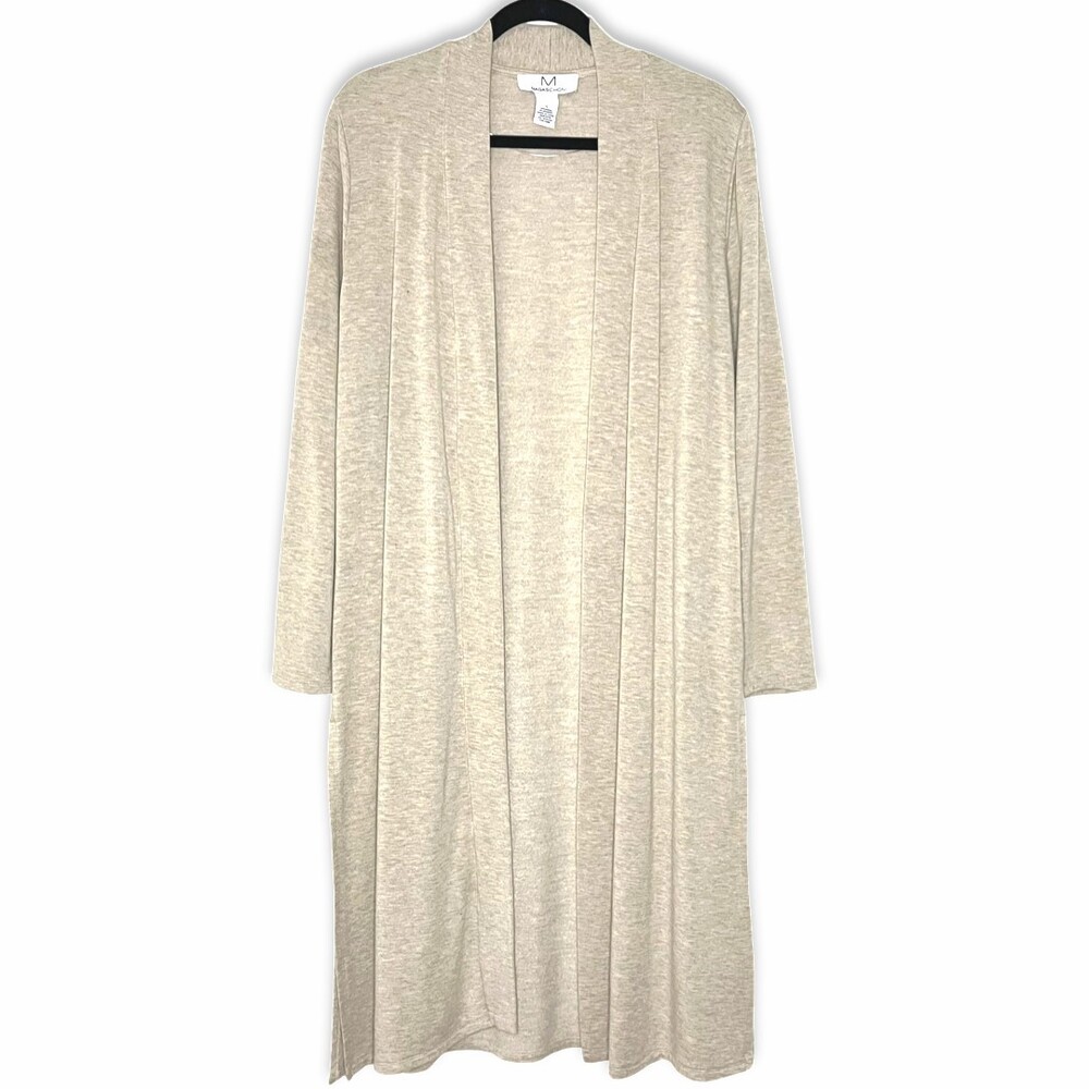 Magaschoni Womens Sweater Large Light Brown Modal Open Front Cardigan Duster - Picture 1 of 16